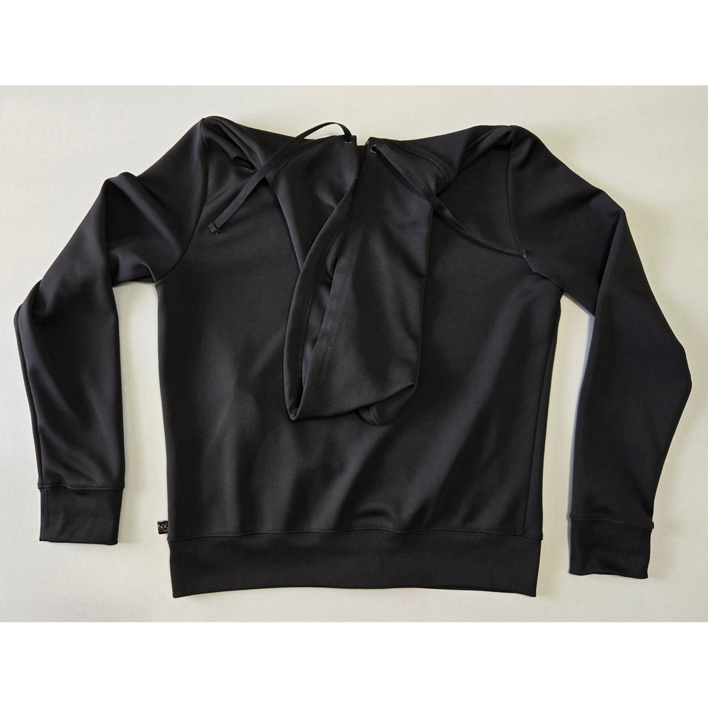 New York & Company Zip Up Hoodie Women Size M Black Pink Striped Activewear - Picture 4 of 8